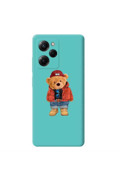 Other Xiaomi Poco X5 Pro Bear in a hat Turquoise Colored Silicone TPU Θήκη