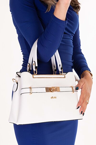 Gondol Women's Double Compartment Hand and Shoulder Bag Ald.4910 White