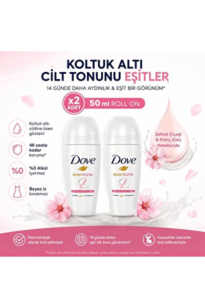 Dove (Dove) Dove Kadın Roll On Deodorant Eventone 1/4 Nemlendirici Krem 50 ml...