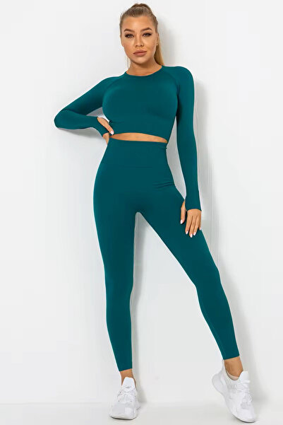 Fizion Compleu sport dama modelator Basics, colanti cu bluza, Verde