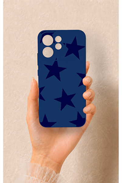 Vip Case Oppo Reno 15F Uyumlu Lacivert Star Desenli Silikon Kılıf