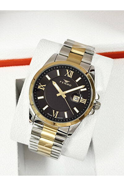 FERRO Yellow and Silver Steel Cord Men's Wristwatch F11802A-D2 Waterproof 2 Y...