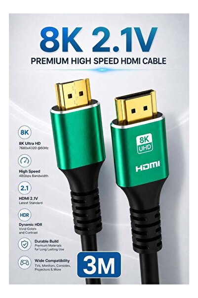 Gamix 8K Ultra HD HDMI 2.1V Cable 3M – Premium High Speed 48Gbps HDR Support ...