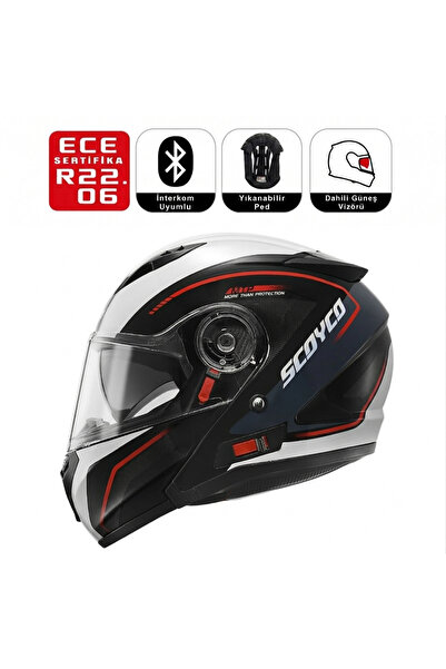 Scoyco FF869 Pulse Motosiklet Kaskı Güneş Vizörlü Çene Açılır Motorcu Kask