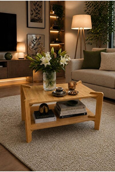 tridihome Modern Orta Sehpa MDF Vidasız Kurulum Geçmeli Tasarım Çift Raflı