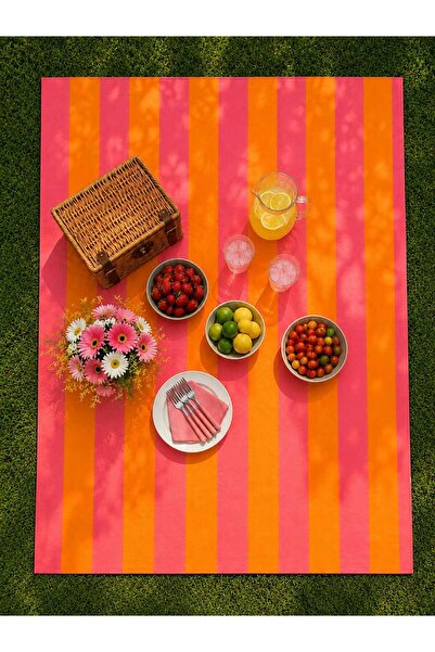 PİKKO HOME Sunset Stripe Digital Print Polyester Tablecloth and Picnic Cover(...
