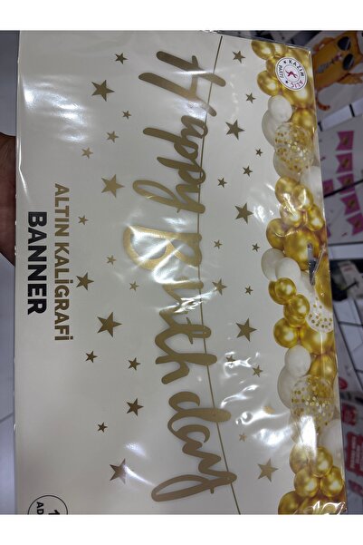 Happy Birthday Altın Kaligrafi Banner