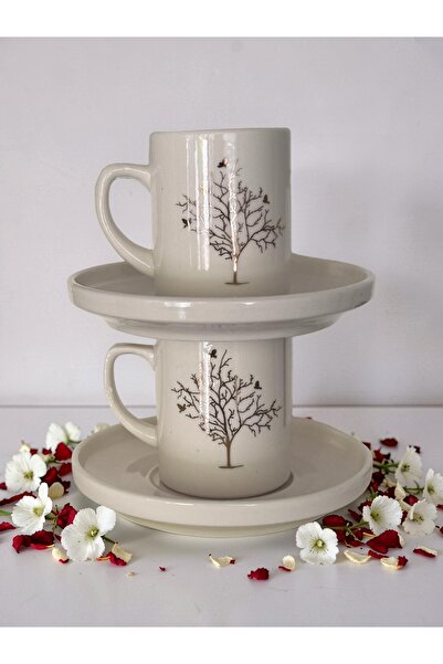 Çiporcal Tree of Life Porcelain Set of 2 Turkish Coffee Cups