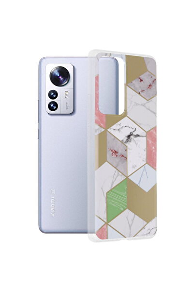 Techsuit Θήκη για Xiaomi 12 Pro - Σειρά Μάρμαρο - Μωβ Εξάγωνο