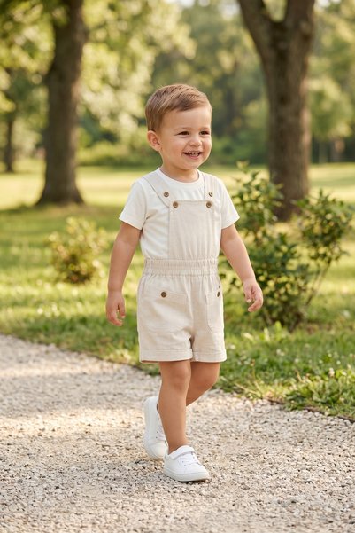 Minory Kids T-Shirt and Salopet Set |   Unisex |   Horse Embroidery Emblem