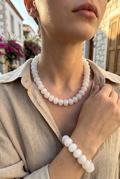 bacc Transparent Big Stone Modern Style Ethnic Bracelet Necklace Set