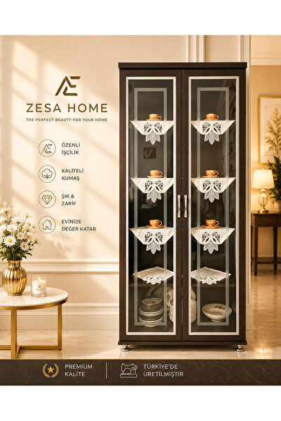 ZESA HOME 6 Piece Gardenia French Guipure Detailed Living Room Display Cabine...