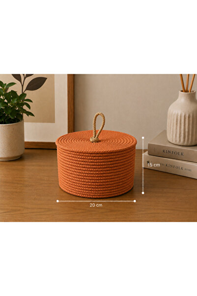 ÖRGÜM Coș Organizator Decorativ cu Capac 20x15 cm
