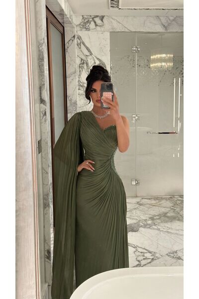 Mally Soft olive green evening dress
