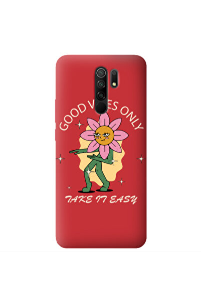Other Xiaomi Redmi 9 Good Vibes Only Red Colored Silicone TPU Θήκη
