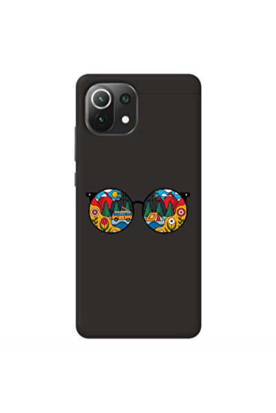 Other Xiaomi Mi 11 Lite Round Glasses Black Colored Silicone TPU Θήκη