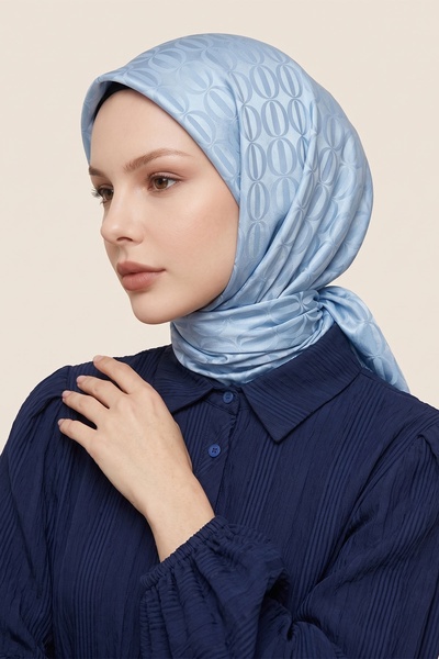 InStyle Οβάλ Σχέδιο Φουλάρι Ayrobin Jacquard - Παστέλ Μπλε