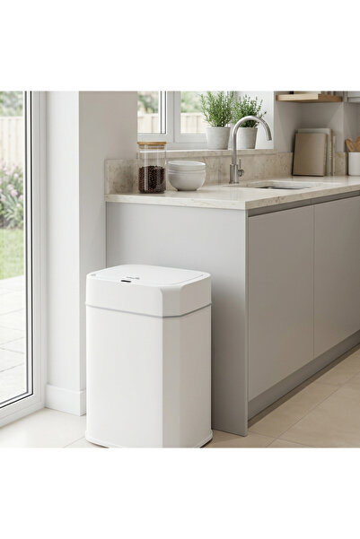 Besa Hareket Sensörlü Beyaz Mutfak Çöp Kovası Banyo Çöp Kovası 12 Lt