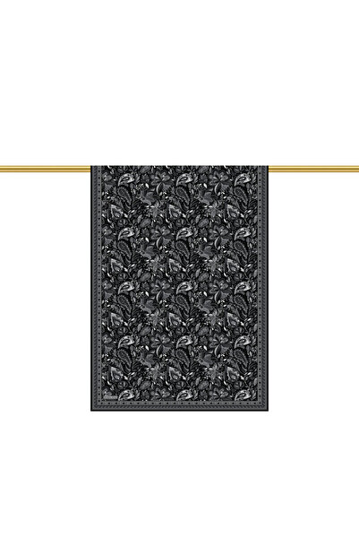 Bursa İpek Black Ahenk Pattern Crepe Silk Shawl