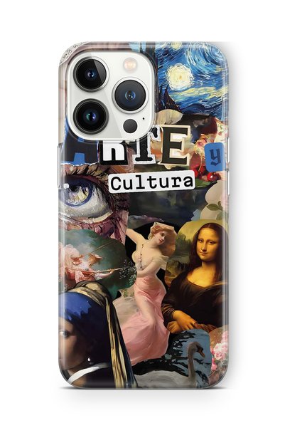 FLAMENKO iPhone 13 Pro Max Compatible Art Collage Pattern Transparent Phone Case