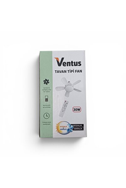 Ventus Tavan Tipi Fan 30W Uzaktan Kumandalı Aydınlatmalı - 3 Kademe Hız + Işı...