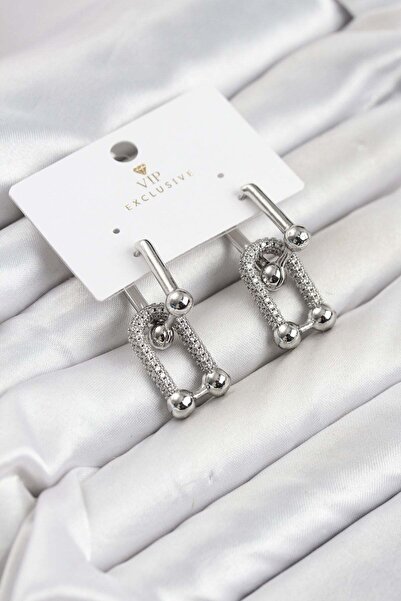 Inure Jewelry أقراط نسائية من سلسلة VIP باللون الفضي مرصعة بحجر التيفاني الزركون