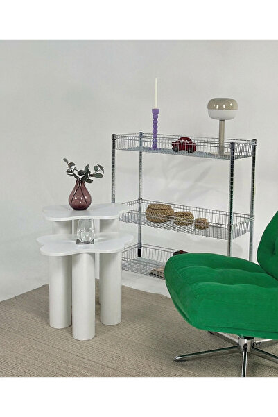 kuppdesign Bloom Yan Sehpa İkili Set Beyaz