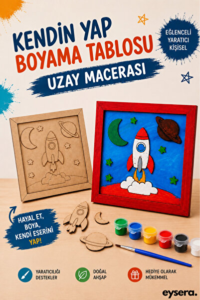 eysera Kendin Yap Ahşap Boyama Tablosu – Uzay Macerası | Standlı Ahşap Boyama...