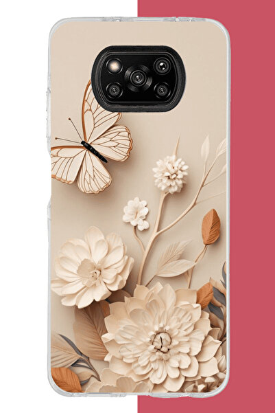 Aksesuarist Poco X3-X3 PRO-NFC Uyumlu duvardaki kelebek UV Baskılı Silikon Kılıf