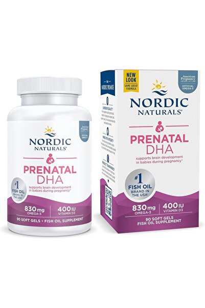 Nordic Naturals مكمل غذائي قبل الولادة DHA بدون نكهة، 90 حبة، 500 ملغ