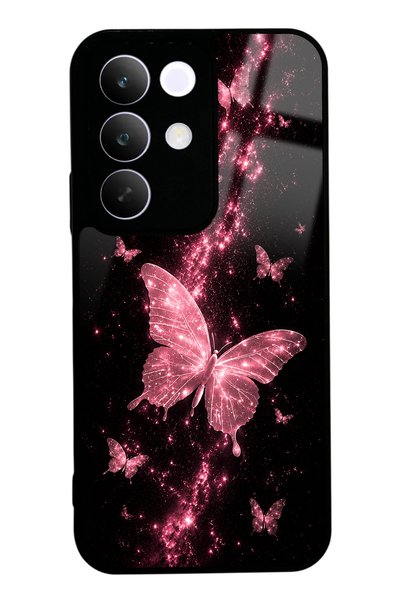 Spoyi غطاء هاتف لامع بتصميم فراشة جالاكسي باللون الوردي لهاتف Realme C85