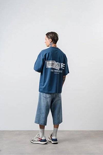 ZAVIXO Men's Oversize Back Printed T-Shirt Letter Printed Crew Neck Short Sle...
