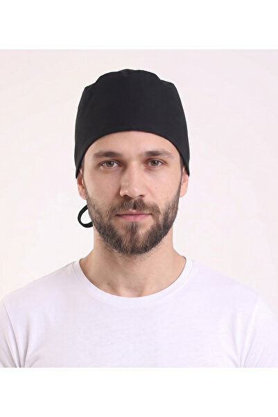 İŞ MARKETİM Aşçı Bonesi Siyah Bağlamalı Unisex Profesyonel Mutfak Şef ve Gars...