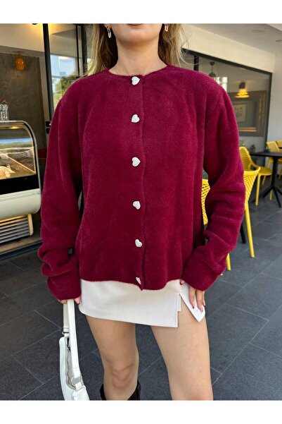 DAĞON'S Cardigan cu nasturi în formă de inimă și design de barbă