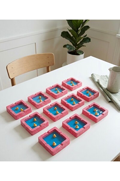Handmade 10-Piece Duck/Chick Pool Design Handmade Ashtray & Decorative Object...