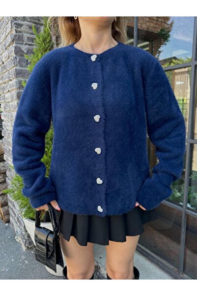 DAĞON'S Cardigan cu nasturi în formă de inimă și design de barbă