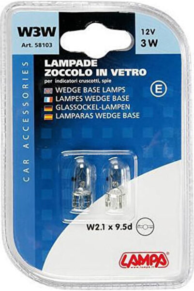 Lampa Λάμπες αυτοκινήτου με βάση σφήνας W3W 12V 3W 2 τεμάχια