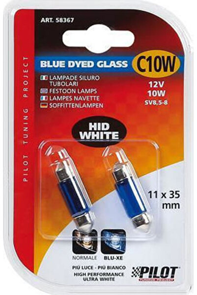 Lampa Λάμπες Αυτοκινήτου Μπλε Βαμμένο Γυαλί C10W 12V 10W 2 τεμάχια