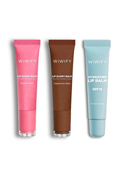 WIWIFY Lip Glow & Protect Set, Hydrating Lip Balm + Guava Glaze Balm + Cappuc...