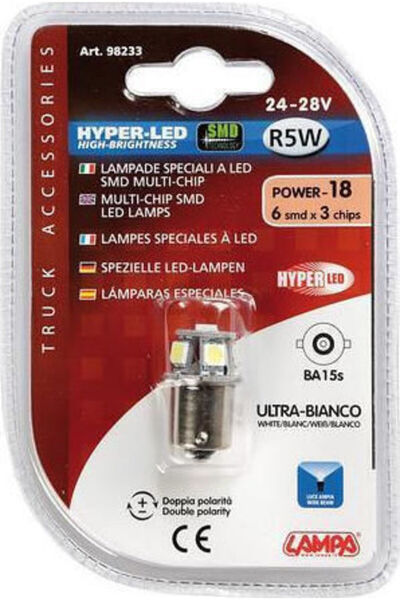 Lampa Λάμπες Αυτοκινήτου Υπερ-LED Ισχύος 18 Λευκές R5W LED 6500K Ψυχρό Λευκό ...