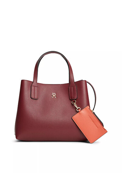 Tommy Hilfiger Women's Th Monogram Logo Burgundy Shoulder Bag with Detachable...