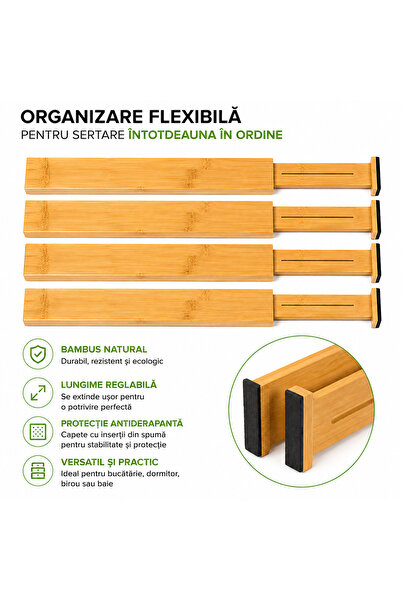 Ruhhy Set de 4 separatoare extensibile pentru sertar Ruhhy, telescopic, multi...