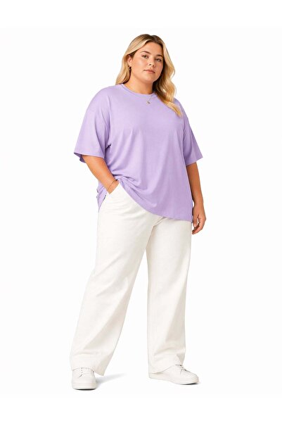 Espina Premium Women's Basic Oversize Large Size Short Sleeve T-Shirt