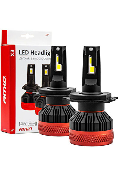 AMIO Λάμπες Αυτοκινήτου X3 H4 Canbus LED 6500K Ψυχρό Λευκό 90W 2 τεμάχια