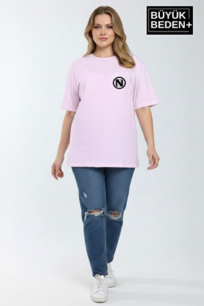Superlife تي شيرت نسائي كبير الحجم مطبوع بمقاسات 3xl-6xl برقبة دائرية SPR26BT...