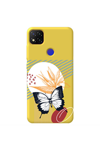 Other Xiaomi Redmi 9c Butterfly Lines Yellow Colored Silicone TPU Θήκη