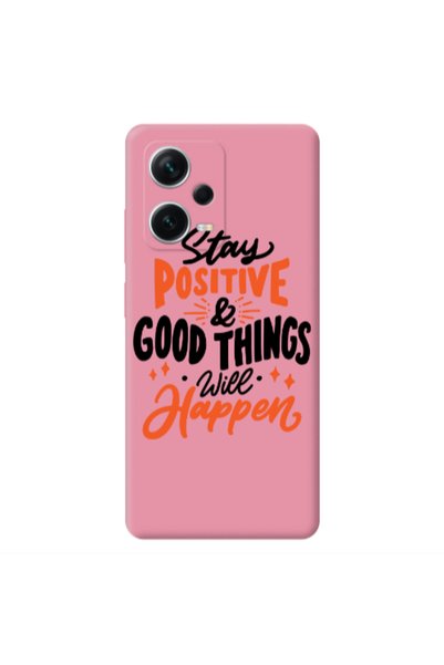 Other Xiaomi Poco X5 Stay Positive Pink Colored Silicone TPU Θήκη