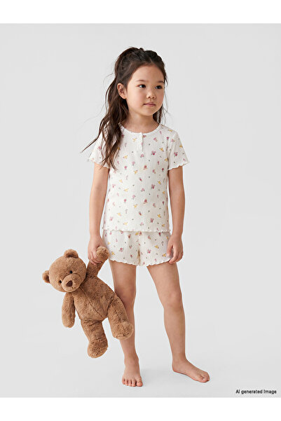 LC Waikiki Peak New Season Crew Neck Patterned Girls' Shorts Pajama Set