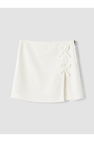 LC Waikiki Lcw Kids White Bow Detailed Girls' Shorts Skirt