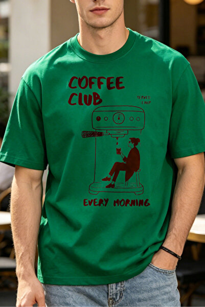 Fleck Casual Style T Shirts For Men Coffee Club Every Morning Mens Printed T ...